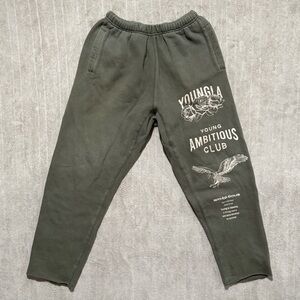 YoungLA Small Men’s Olive Green Joggers Sweatpants Young Ambitious Club Fleece